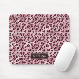 Mousepad Estampa Animal Leopardo Rosa Com Folha Falsa E Nom