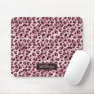 Mousepad Estampa Animal Leopardo Rosa Com Folha Falsa E Nom