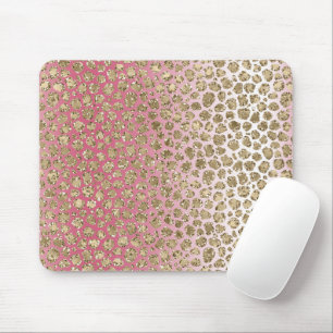 Mousepad Estampa de leopardo glitter dourado ombre rosa