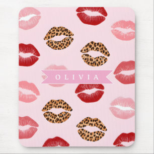 Mousepad Estampa de Leopardo Rosa Chic Personalizada no Láb