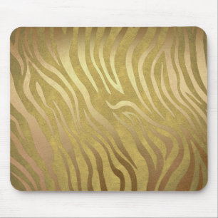 Mousepad Estampa de Zebra em Bronze Dourado Safari da Selva