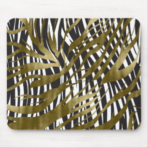 Mousepad Estampa de Zebra Preto e Dourado Safari Chic Glamo