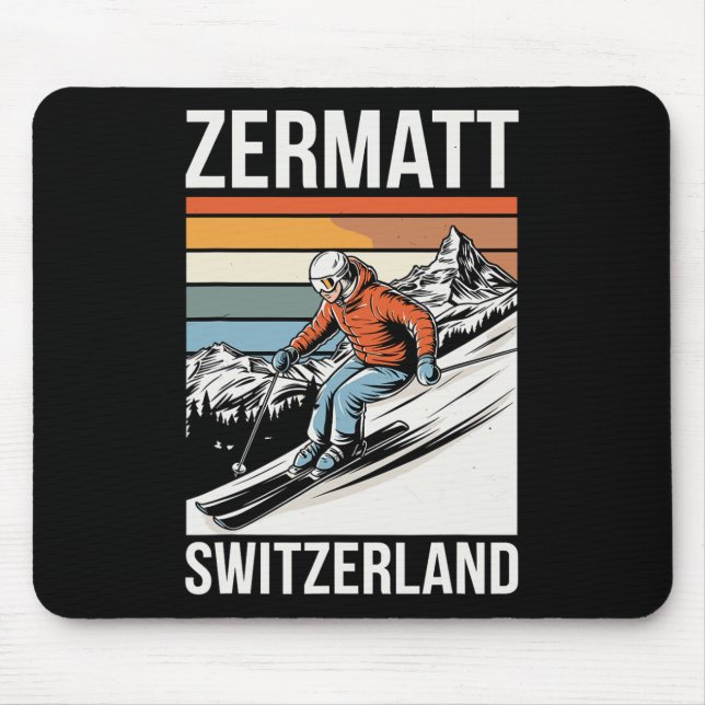 Mousepad Estância de esqui Retro Zermatt Suíça  (Frente)