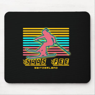 Mousepad Estância de esqui Saas-fee Alpes suíços Esqui retr