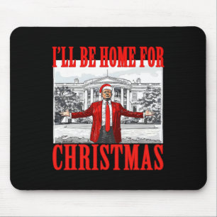 Mousepad Estarei em Casa no Natal Papai Noel Divertido Trum