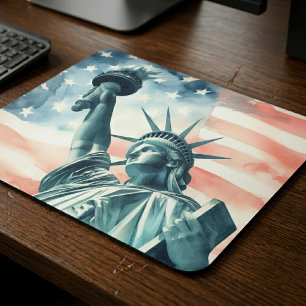 Mousepad Estátua da Liberdade com bandeira americana