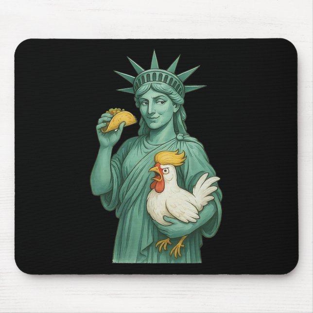 Mousepad Estátua da Liberdade Sutil Anti Trump Frango Taco  (Frente)