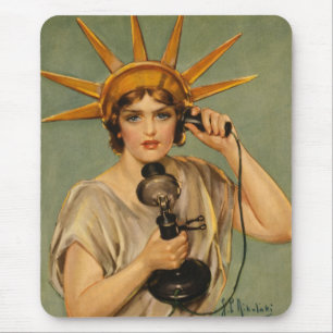 Mousepad Estátua da Liberdade Vintage, Anúncio Patriótico d