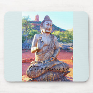 Mousepad Estátua de assento de madeira cinzelada de Buddha