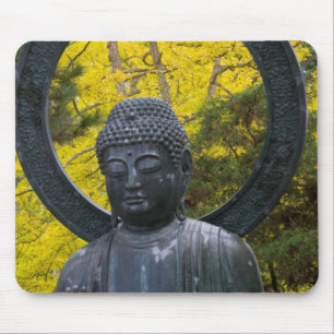 Mousepad Estátua de Buda nos Jardins Japoneses Dourado