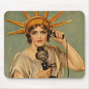 Mousepad Estátua Vintage da Liberdade, Anúncio de Guerra Pa