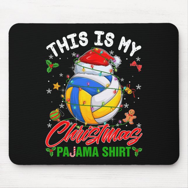 Mousepad Este É Meu Natal Pajama Voleibol Santa Hat X (Frente)