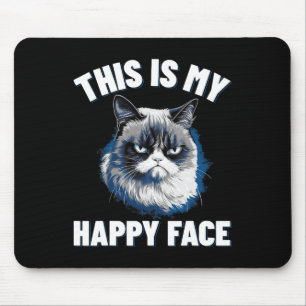 Mousepad Este É O Meu Rosto Feliz - Gato Engraçado Com Rost