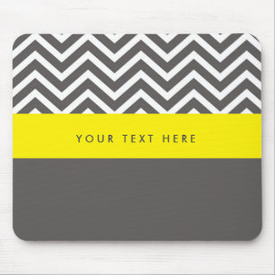 Mousepad Esteira de rato cinza e amarelo Chevron moderna e