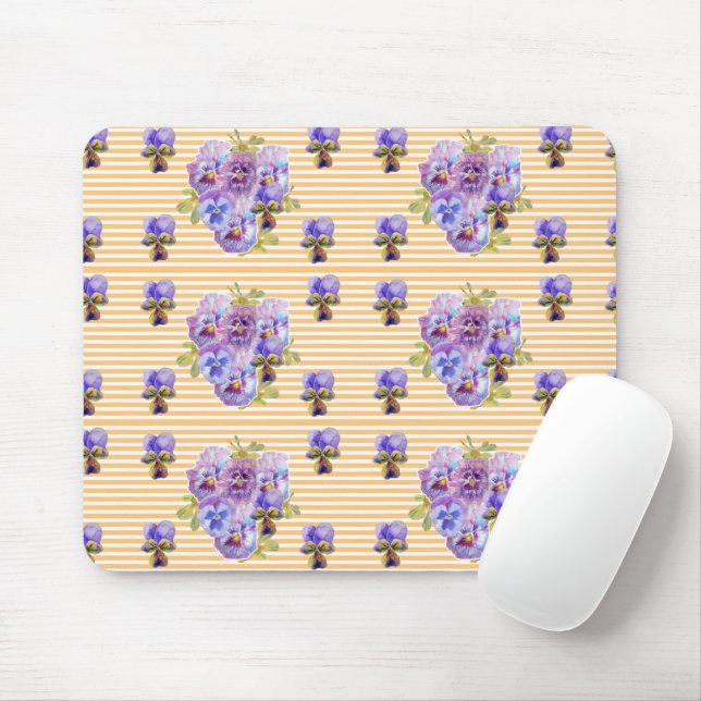 Mousepad Esteira de rato roxa pansy floral desbotada (Com mouse)