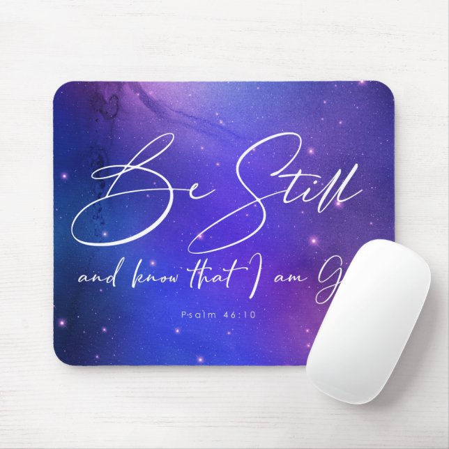 Mousepad Esteja quieto e conheça Bíblia de aquarela muito c (Com mouse)