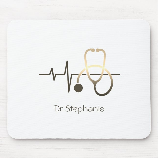 Mousepad Estetoscópio Batimento Cardíaco Médico (Frente)