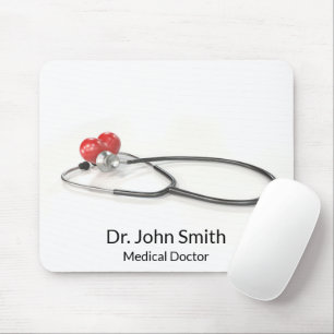 Mousepad Estetoscópio com Coração Cuidados Médicos & Saúd