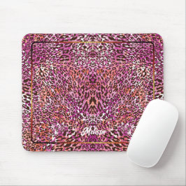 Mousepad Estilo Camuflado de Leopardo Rosa Nome Personaliza