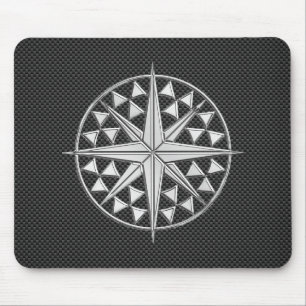 Mousepad Estilo Cromo Estrela de Compass Náutica com Fibra
