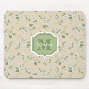 Mousepad Estilo de Algodão Disias Brancas Florais Cream Mo