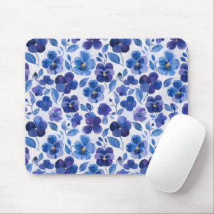 Mousepad Estilo de Aquarela Pansias Azul Roxo Impressão