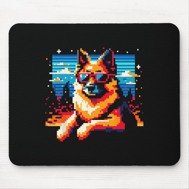 Mousepad Estilo de Arte de Pixel de Cachorro legal Natal (Frente)