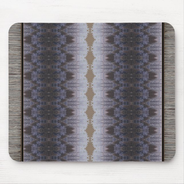 Mousepad Estilo de Carpete Padrão de Azul Castanho e Cinza (Frente)