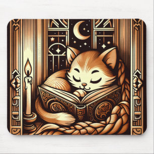 Mousepad Estilo De Deco De Arte Dormindo Com Um Livro