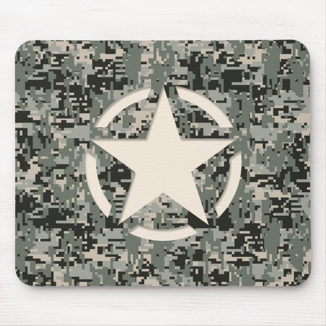 Mousepad Estilo de Estêncil Estrela Camuflagem Digital Khak (Frente)
