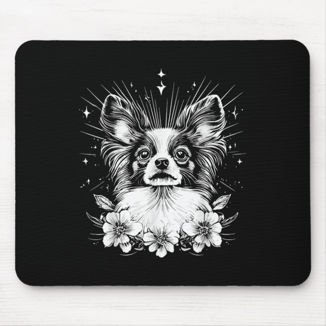Mousepad Estilo de Tatuagem Lover Papillon Retrocesso Cão _ (Frente)
