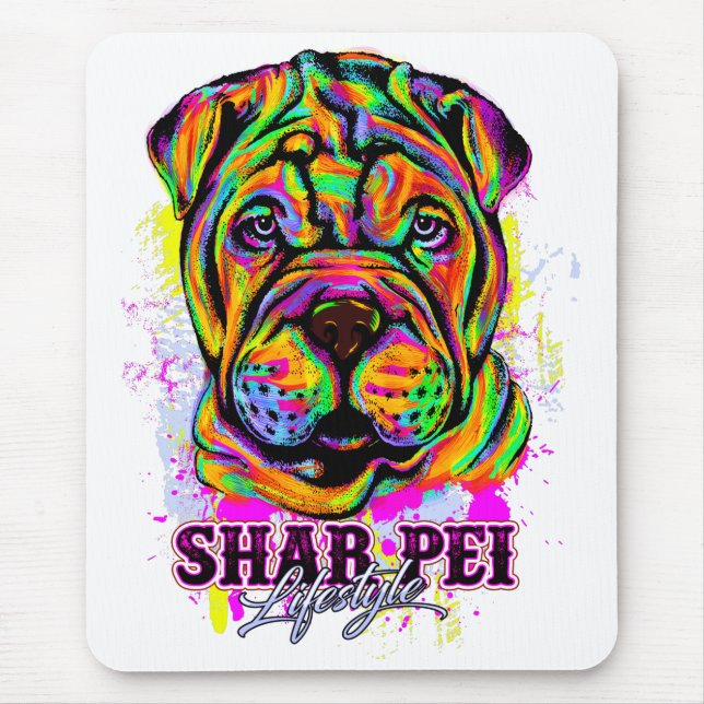 Mousepad Estilo de Vida do Cão-Papoeira Shar Pei (Frente)