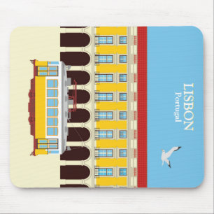 Mousepad Estilo de vintagem do elétrico amarelo de Lisboa