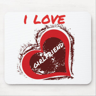 Mousepad Estilo Grunge Eu Amo Minha Namorada Coração Desenh