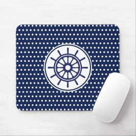 Mousepad Estilo Marítimo Azul E Branco, Roda do Navio