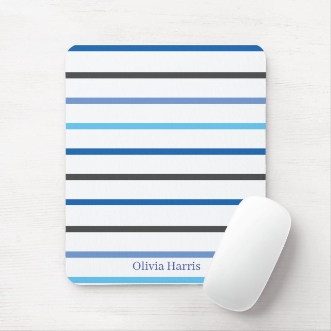 Mousepad Estilo Moderno Listras Azuis Personalizado (Com mouse)