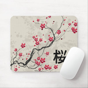 Mousepad Estilo Oriental Sakura Cherry Blossom Art