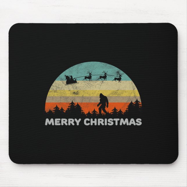 Mousepad Estilo Retro Divertido Pé Grande Feliz Natal Yeti (Frente)