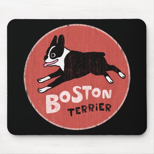 Mousepad Estilo Retro Legal de Boston Terrier | Cachorro de (Frente)