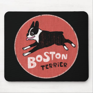 Mousepad Estilo Retro Legal de Boston Terrier  Cão-de-cart