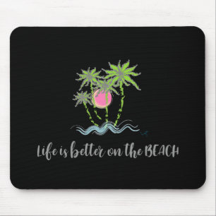 Mousepad Estilo Tropical de Praia - Preto Gráfico de Verão