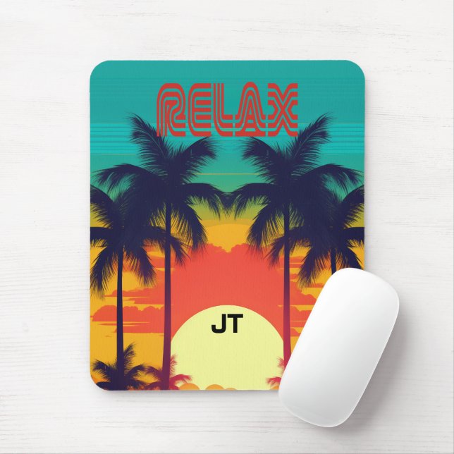 Mousepad Estilo Tropical Sunset 80s Voltante (Com mouse)