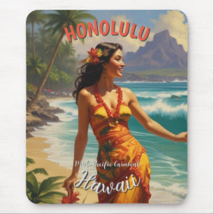Mousepad Estilo Vintage Viagem Honolulu Médio Havaiano - Pa