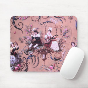 Mousepad Estilo Vitoriano Cinzento Rosa-Rosa Vintage Francê