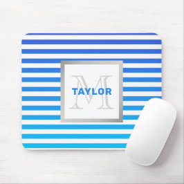 Mousepad Estirpes Azuis Modernas Com Monograma De Nome