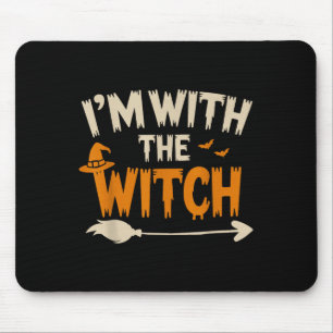 Mousepad Estou Com a Bruxa Camisa de Halloween do Marido En