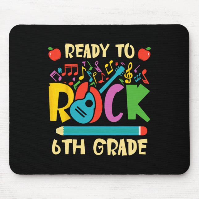 Mousepad Estou pronto para retornar à escola a guitarra do  (Frente)