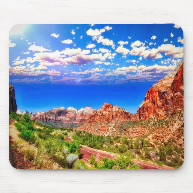 Mousepad Estrada Através do Parque Nacional Zion (Frente)