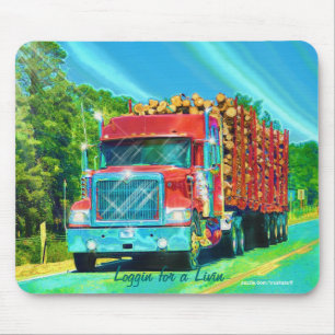 Mousepad Estrada de registo vermelha do caminhão que condu