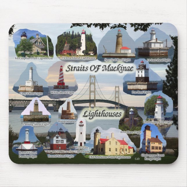 Mousepad Estreitos de Mackinac Faróis (Frente)